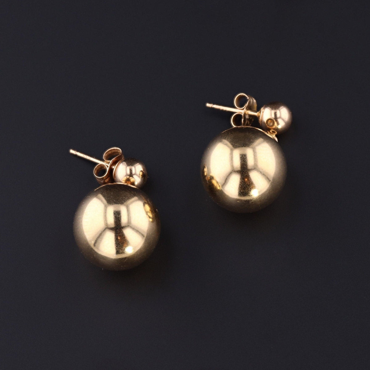 14k Gold Ball Earrings | Vintage 14k Gold Earrings - Trademark Antiques
