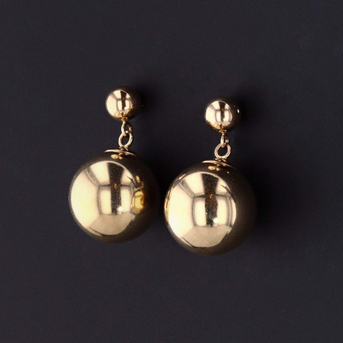 14k Gold Ball Earrings | Vintage 14k Gold Earrings - Trademark Antiques