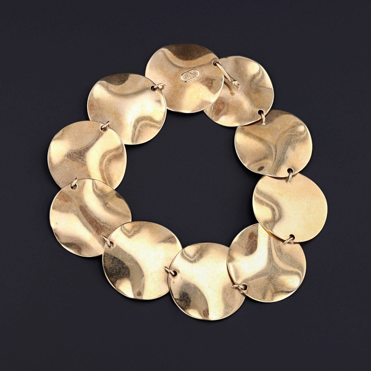 14k Gold Bracelet | Gold Disc Bracelet - Trademark Antiques