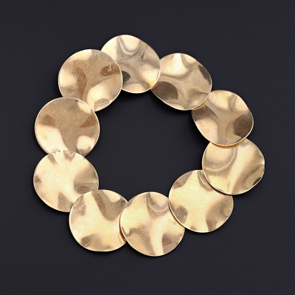 14k Gold Bracelet | Gold Disc Bracelet - Trademark Antiques