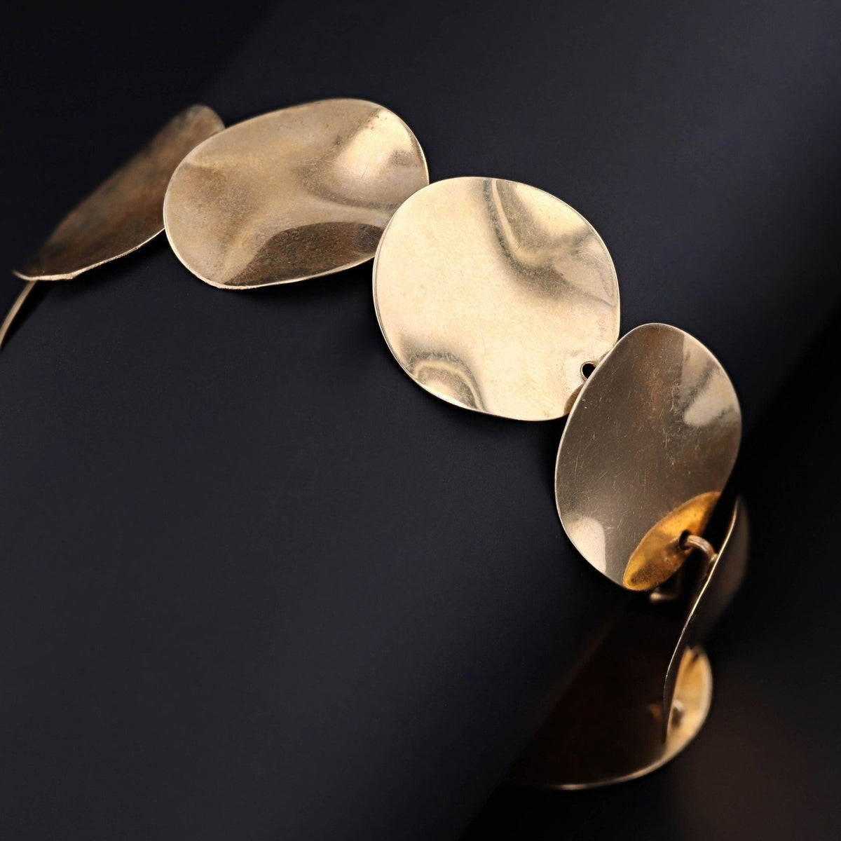 14k Gold Bracelet | Gold Disc Bracelet - Trademark Antiques