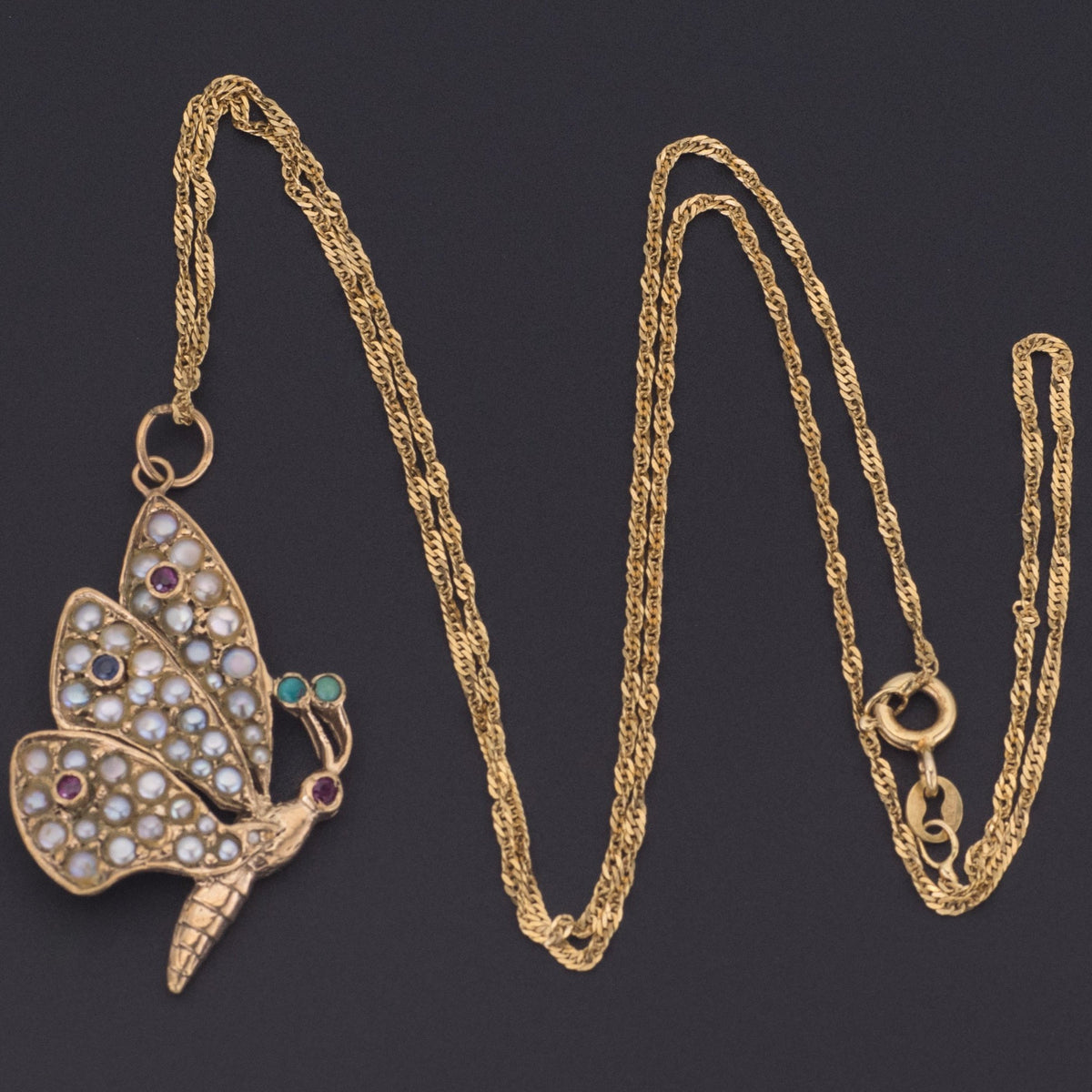 14k Gold Butterfly Pendant | Bu - Trademark Antiques
