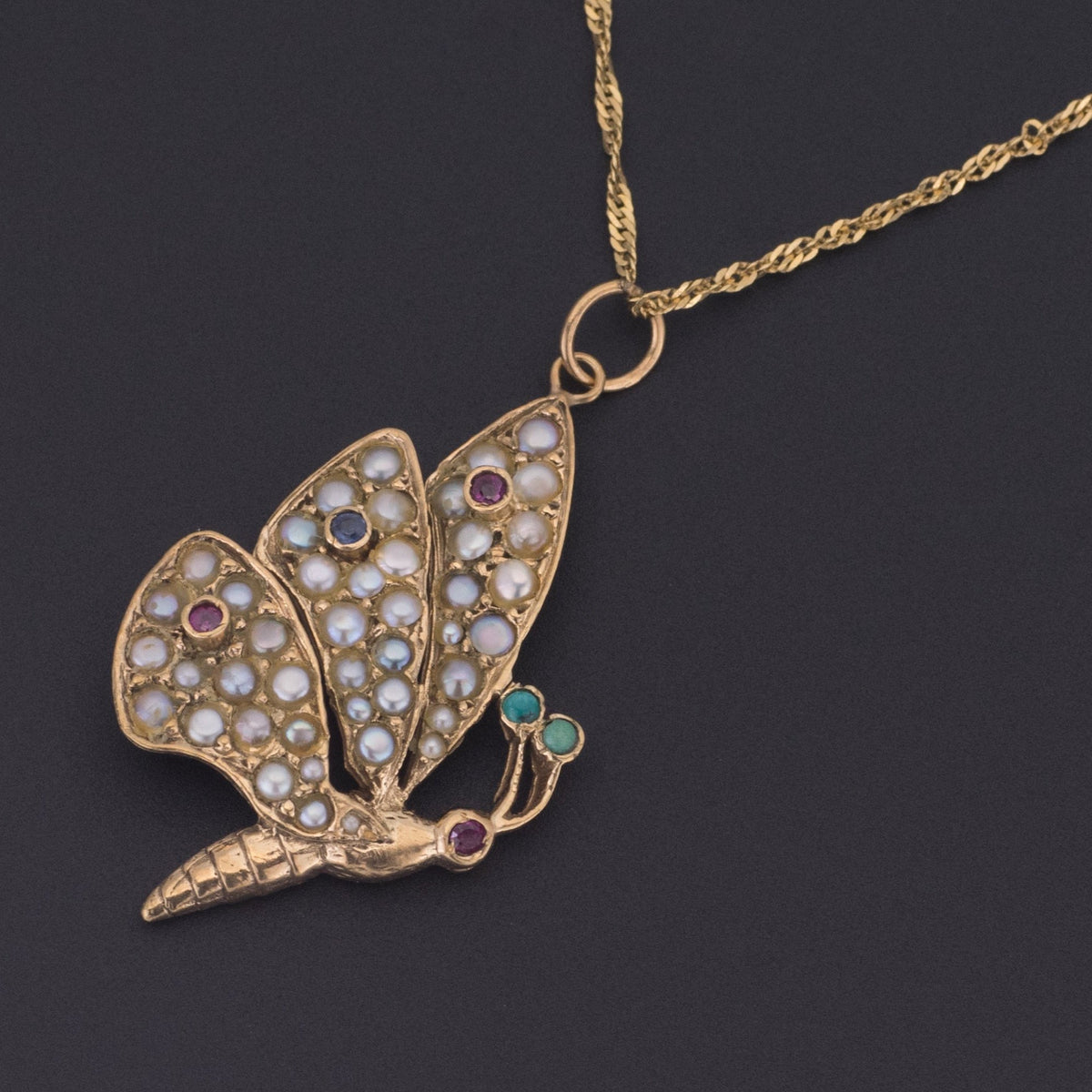 14k Gold Butterfly Pendant | Bu - Trademark Antiques