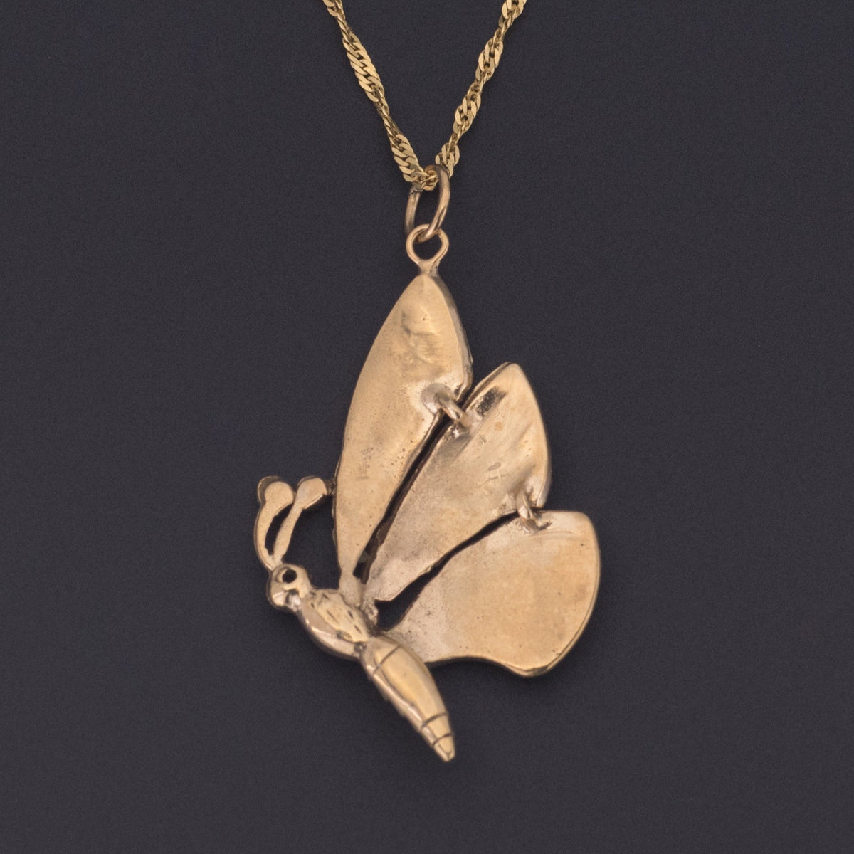 14k Gold Butterfly Pendant | Bu - Trademark Antiques