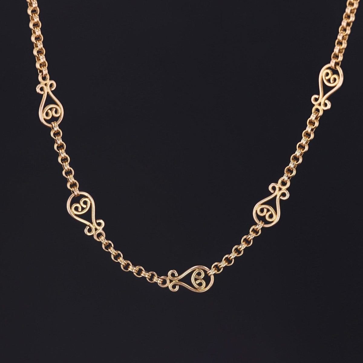 14k Gold Chain | Vintage Fancy Link Chain - Trademark Antiques