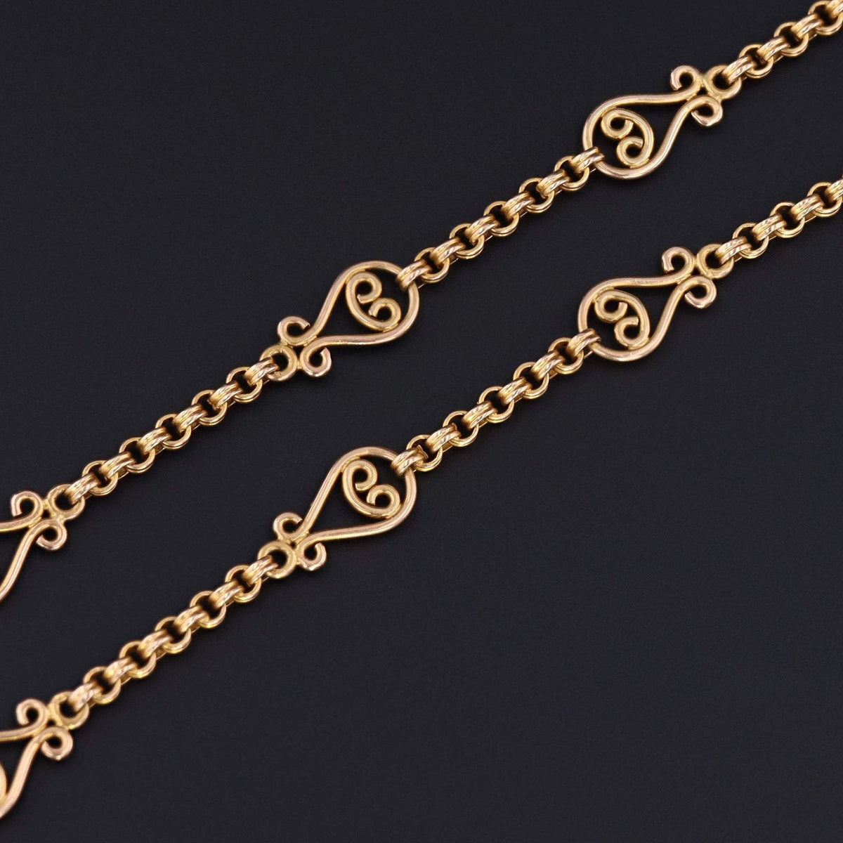 14k Gold Chain | Vintage Fancy Link Chain - Trademark Antiques