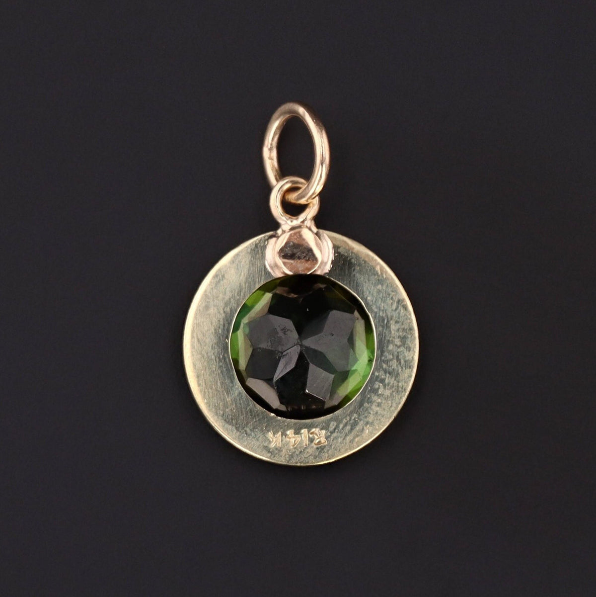 14k Gold Charm | Green Tourmaline Charm - Trademark Antiques