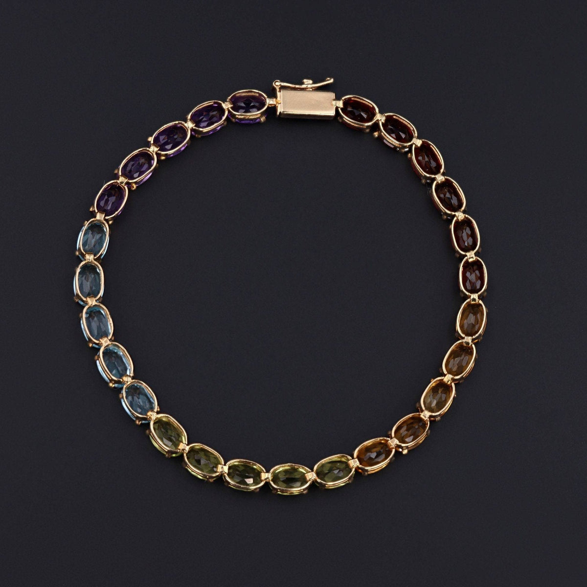 14k Gold Colorful Stones Bracelet | Vintage Gold Bracelet - Trademark Antiques