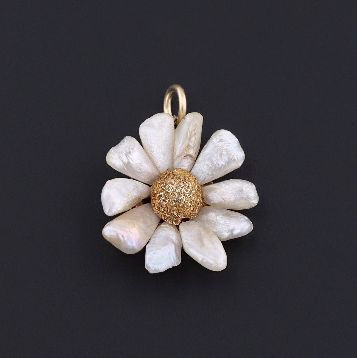 14k Gold Daisy Pendant | Pearl Daisy Pendant - Trademark Antiques