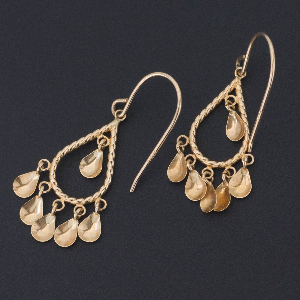 14k Gold Dangle Earrings | Vintage Earrings - Trademark Antiques