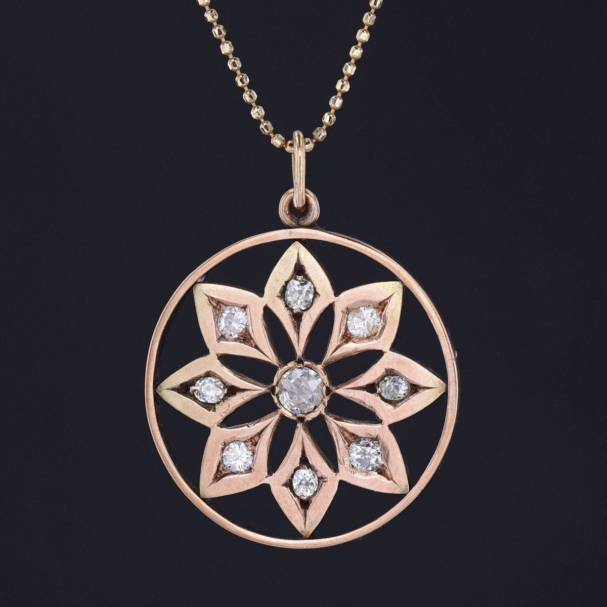 14k Gold Diamond Pendant | Diamond Pendant - Trademark Antiques