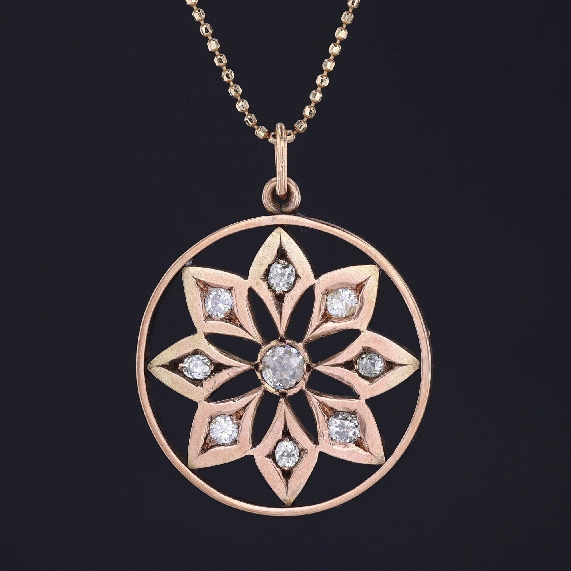 14k Gold Diamond Pendant | Diamond Pendant - Trademark Antiques