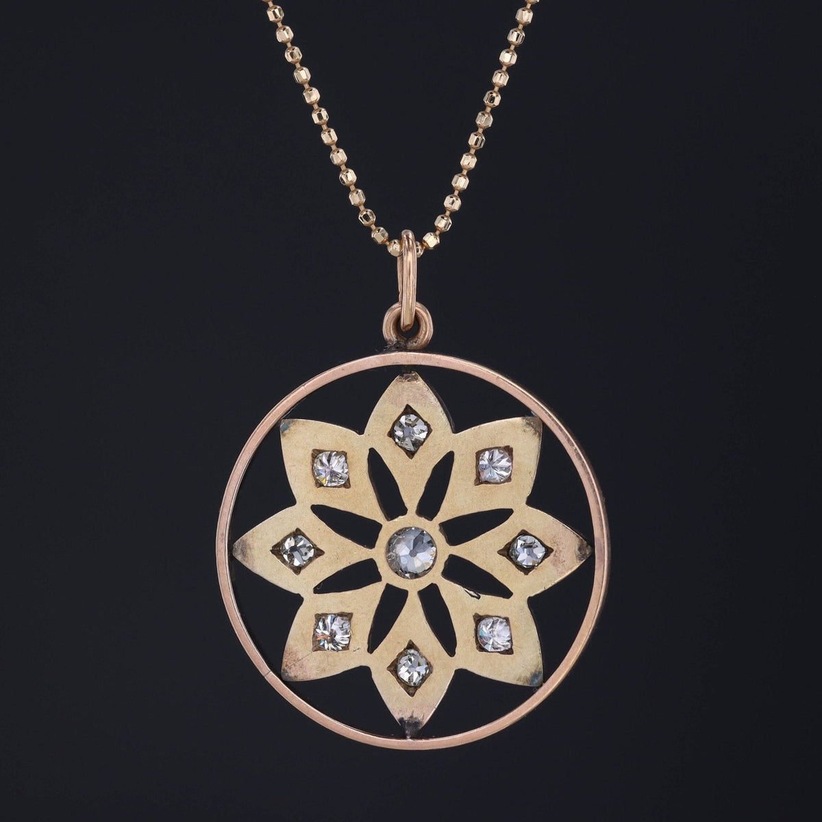 14k Gold Diamond Pendant | Diamond Pendant - Trademark Antiques