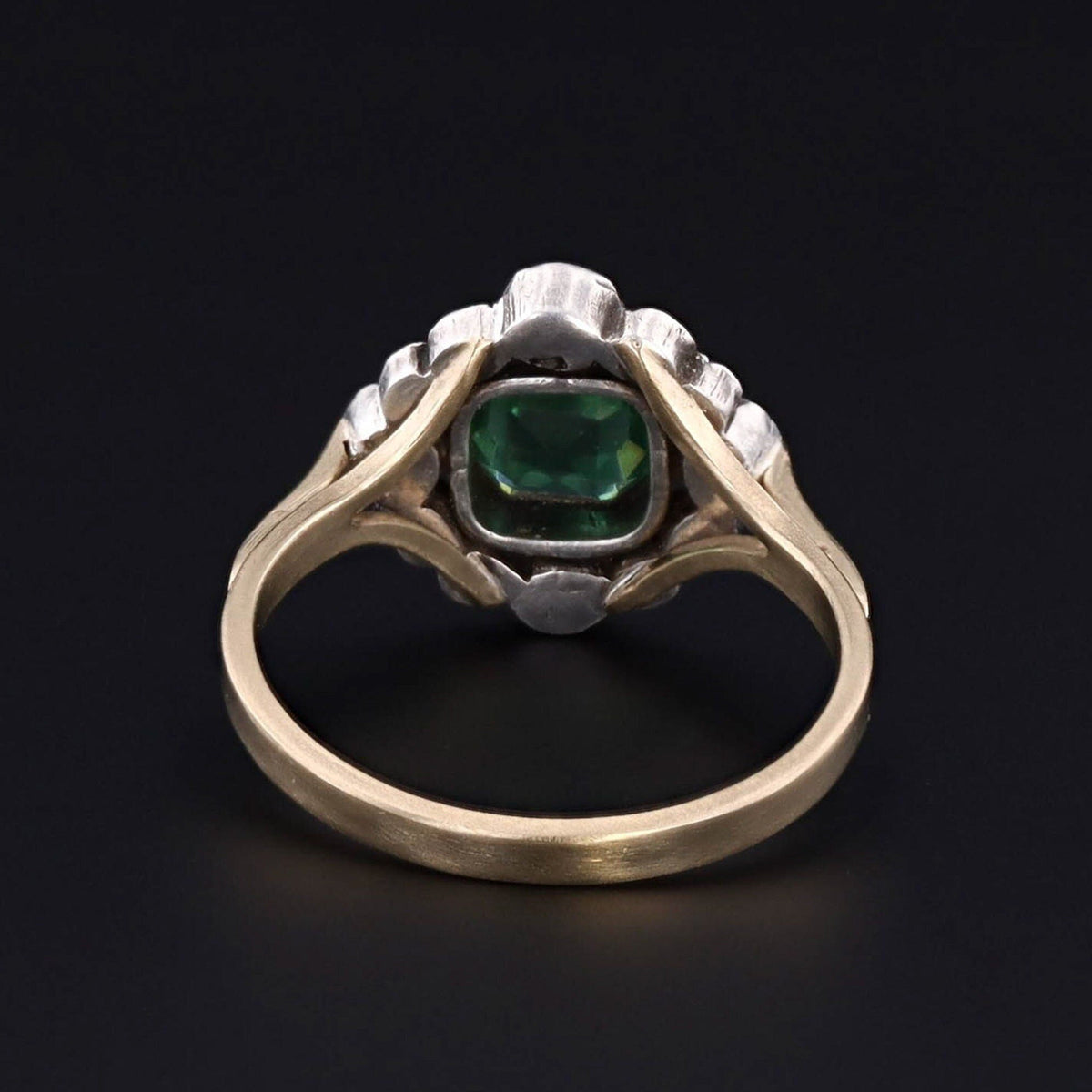 14k Gold Emerald Green Paste Ring | Antique Paste Ring - Trademark Antiques
