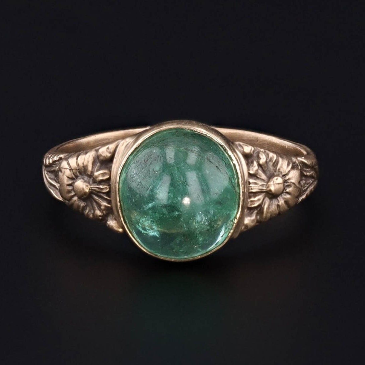 14k Gold & Emerald Ring | Emerald Ring - Trademark Antiques