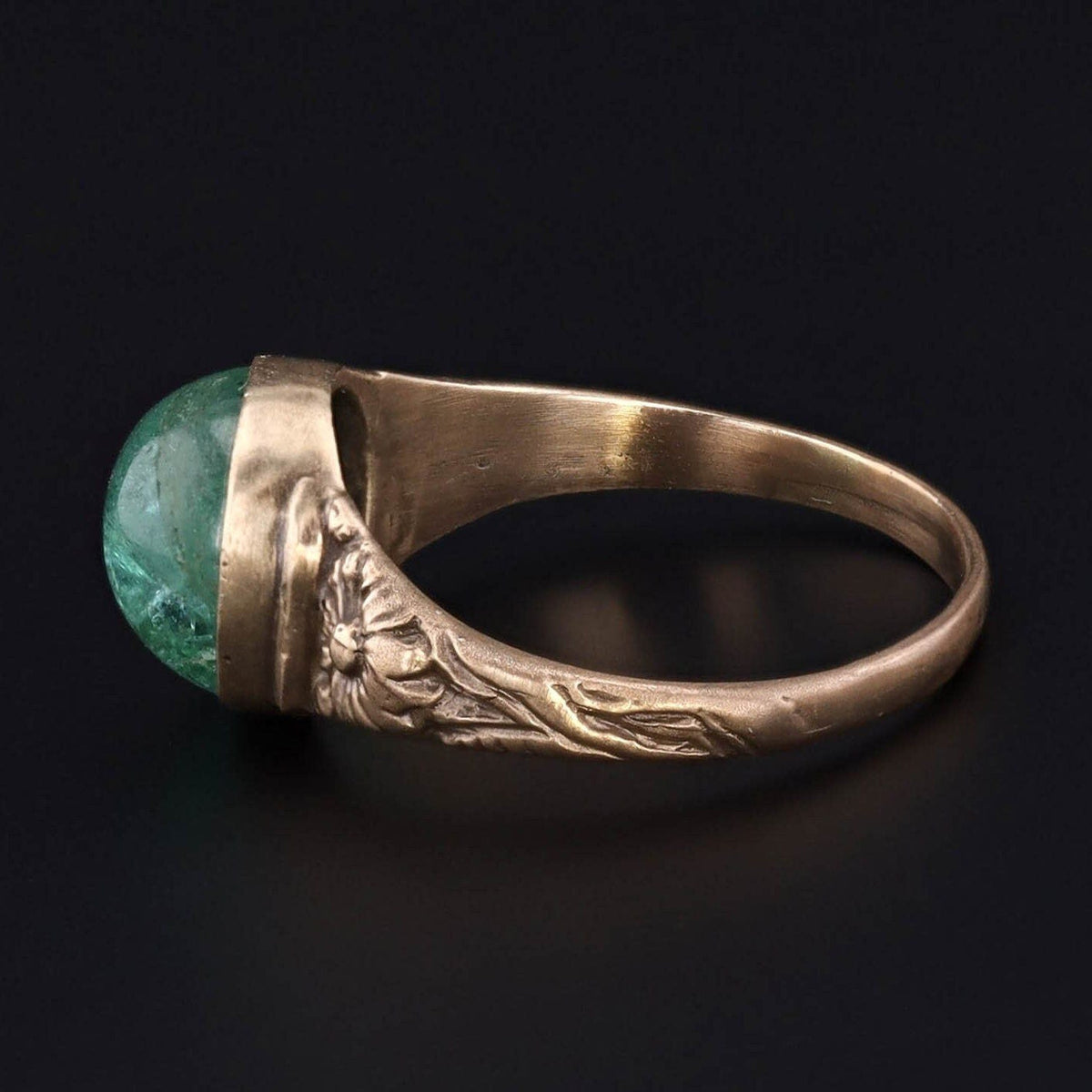 14k Gold &amp; Emerald Ring | Emerald Ring - Trademark Antiques