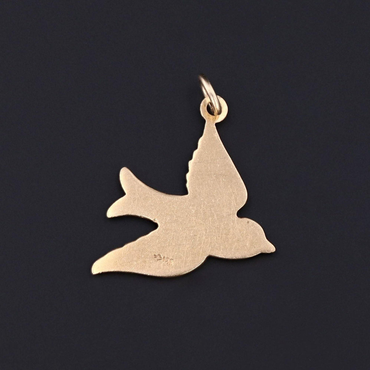 14k Gold Enamel Bird Charm | Enamel Swallow Charm - Trademark Antiques