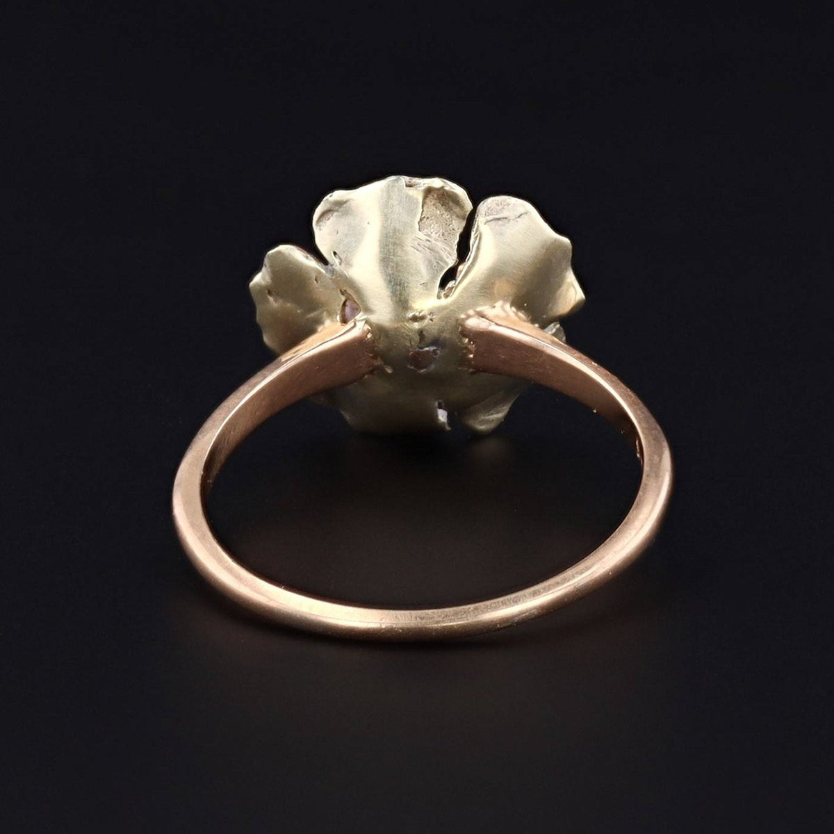 14k Gold Enamel Flower Ring | Antique Pin Conversion Ring - Trademark Antiques