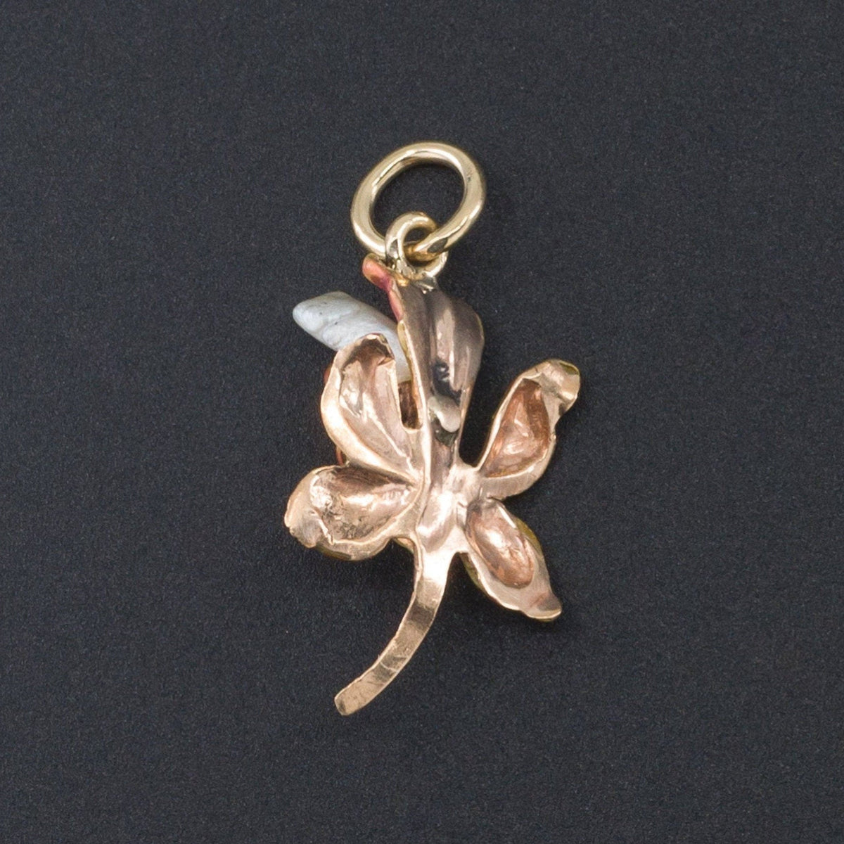 14k Gold &amp; Enamel Iris Charm | Iris Flower Charm - Trademark Antiques