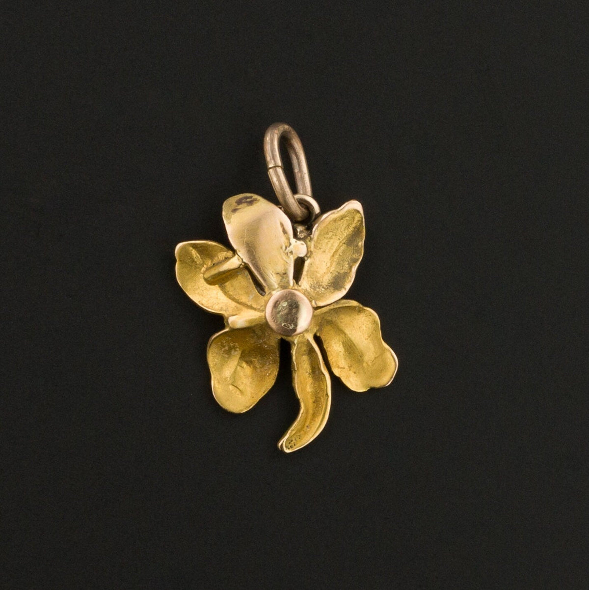 14k Gold &amp; Enamel Iris Charm | Iris Flower Charm - Trademark Antiques