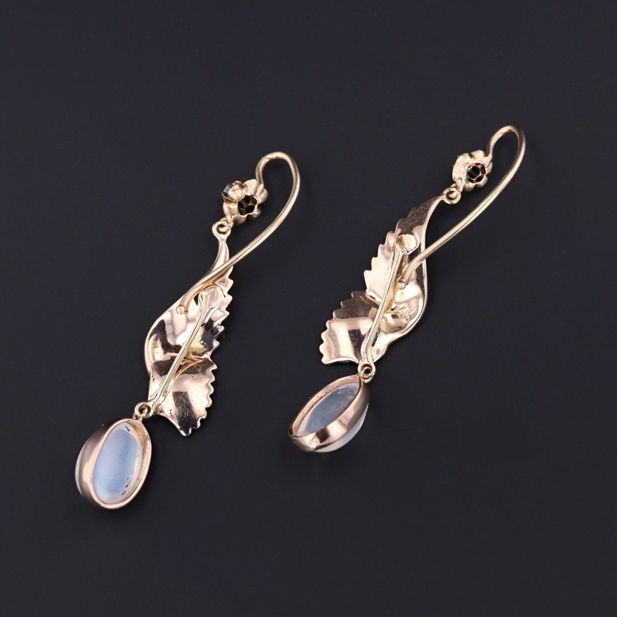 14k Gold Enamel Wing Earrings | Antique Pin Conversion Earrings - Trademark Antiques