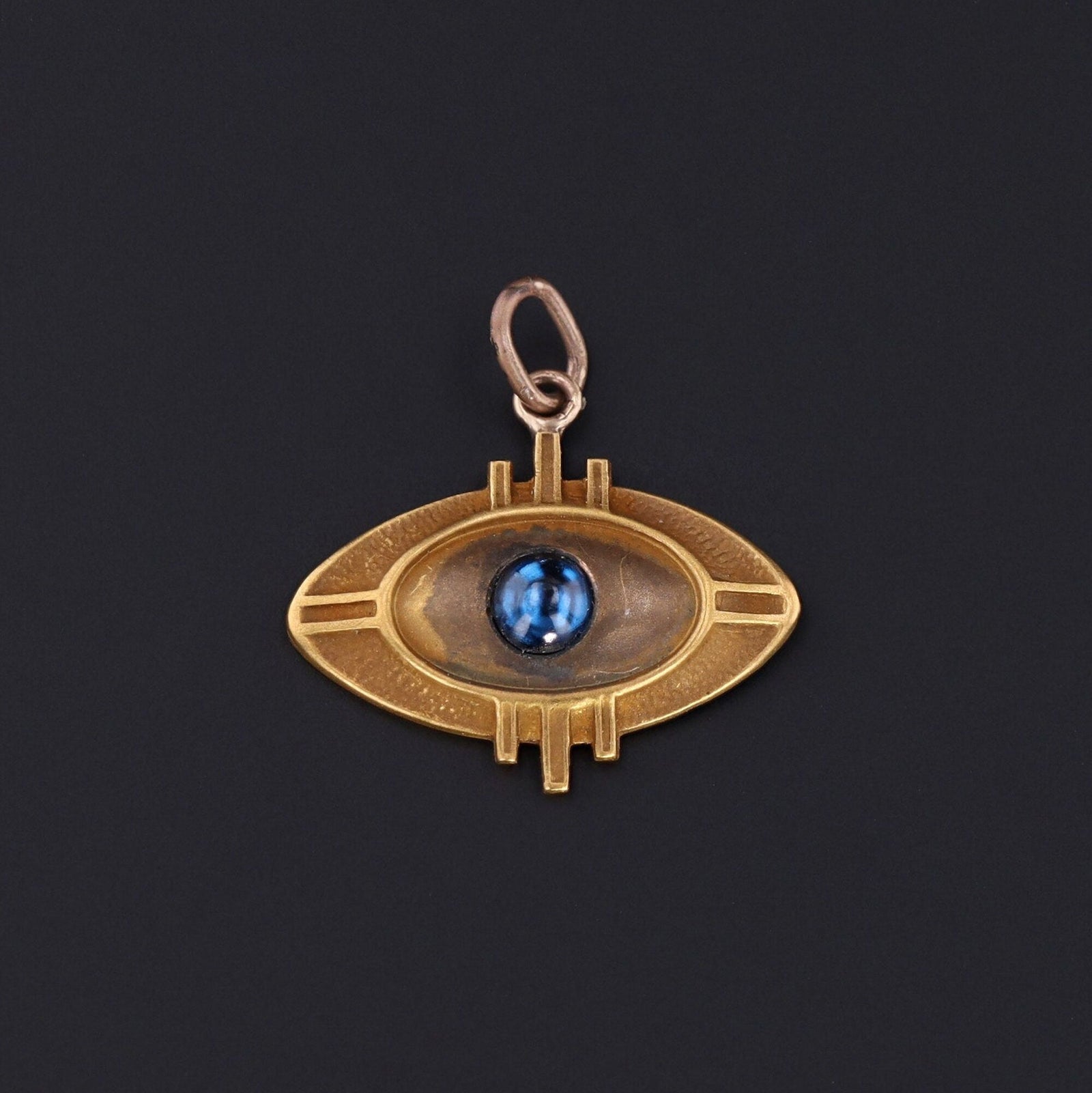 14k Gold Evil Eye Charm | Sapphire Charm - Trademark Antiques