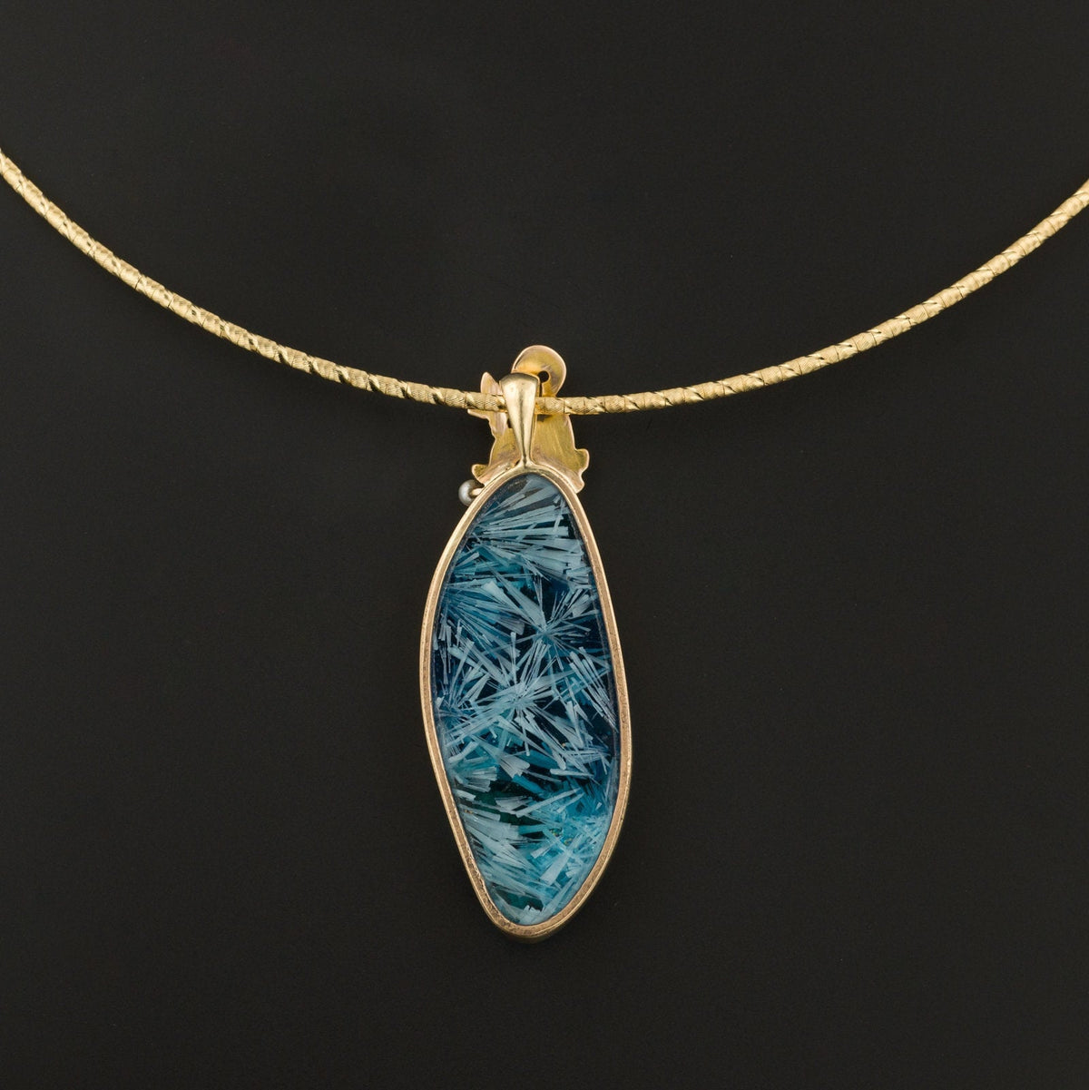 14k Gold Fish Pendant | Bridwell Stone Pendant - Trademark Antiques