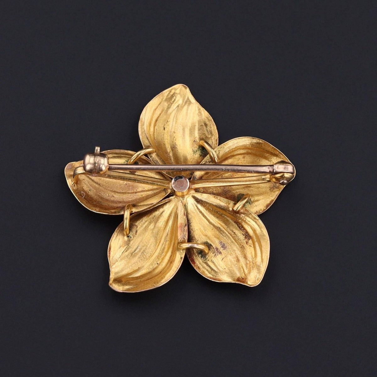 14k Gold Flower Brooch | Pearl Flower Brooch - Trademark Antiques