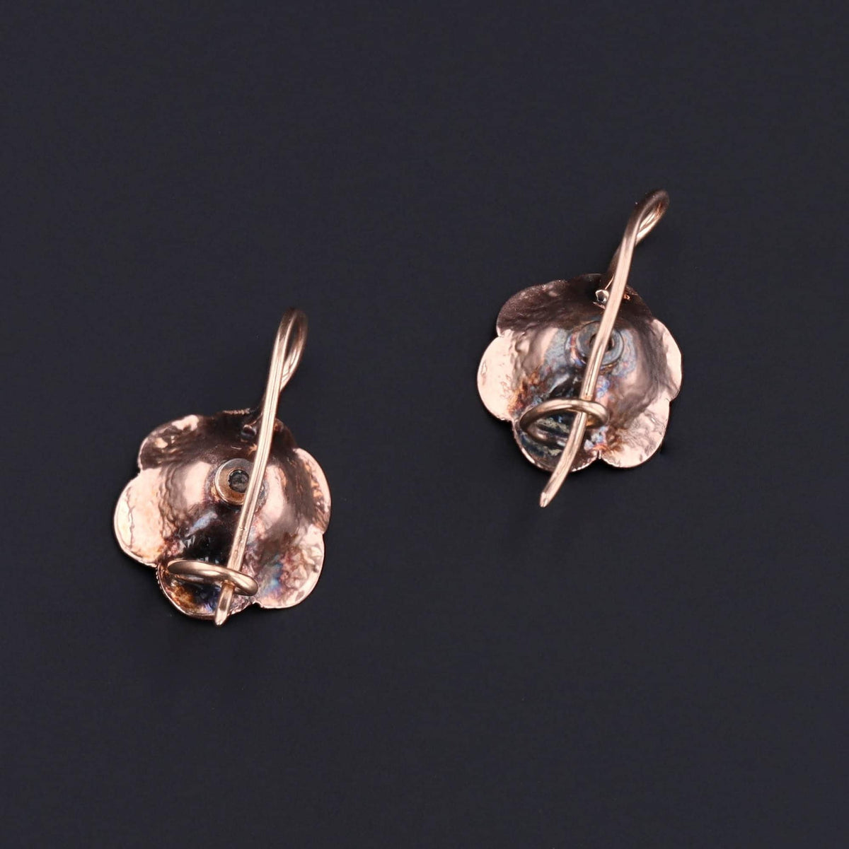 14K Gold Flower Earrings | Vintage Diamond Flower Earrings - Trademark Antiques