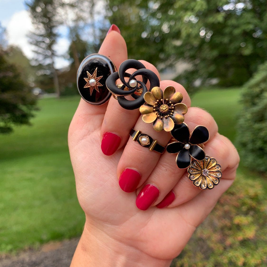 14k Gold Flower Ring | Antique Pin Conversion Ring - Trademark Antiques