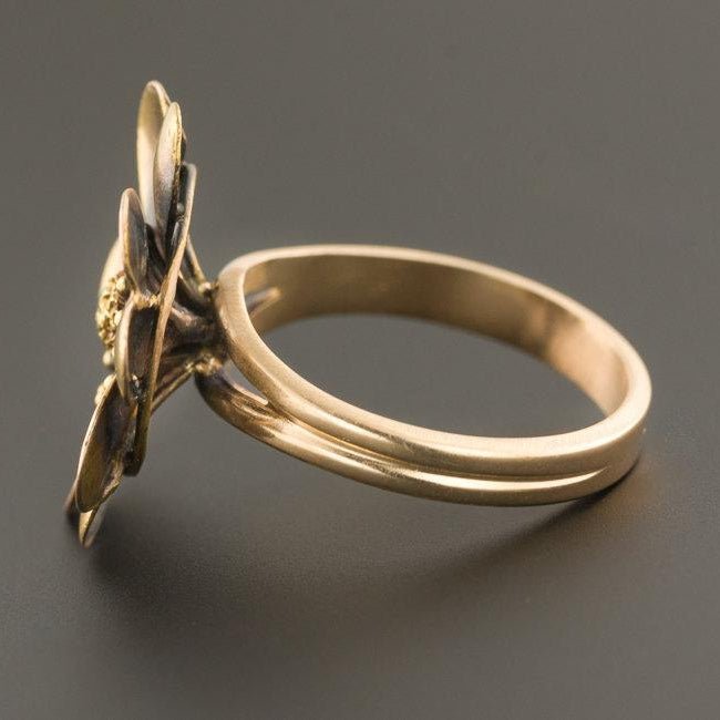 14k Gold Flower Ring | Antique Pin Conversion Ring - Trademark Antiques