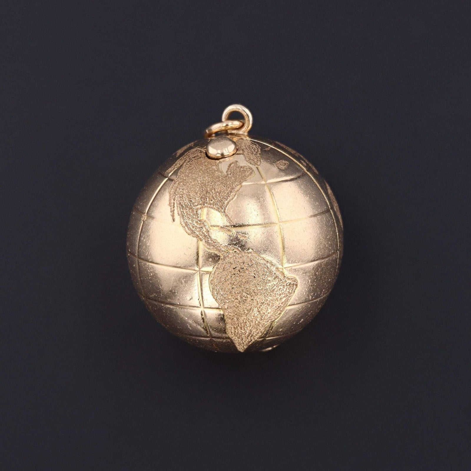 14k Gold Globe Locket | Vintage Globe Pendant - Trademark Antiques