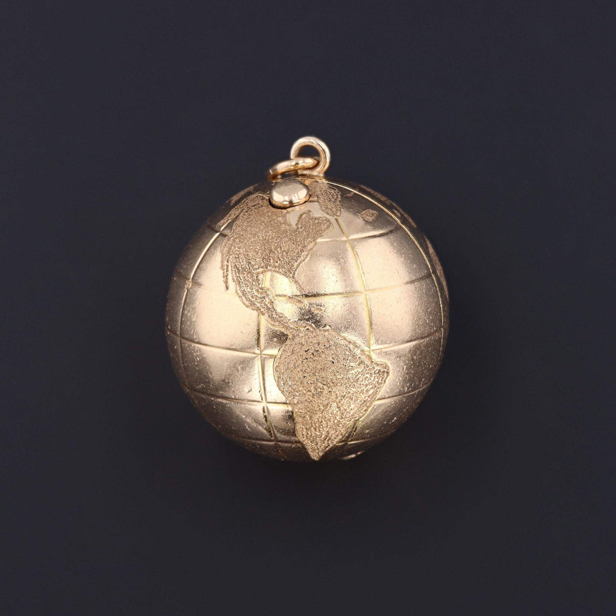 14k Gold Globe Locket | Vintage Globe Pendant - Trademark Antiques