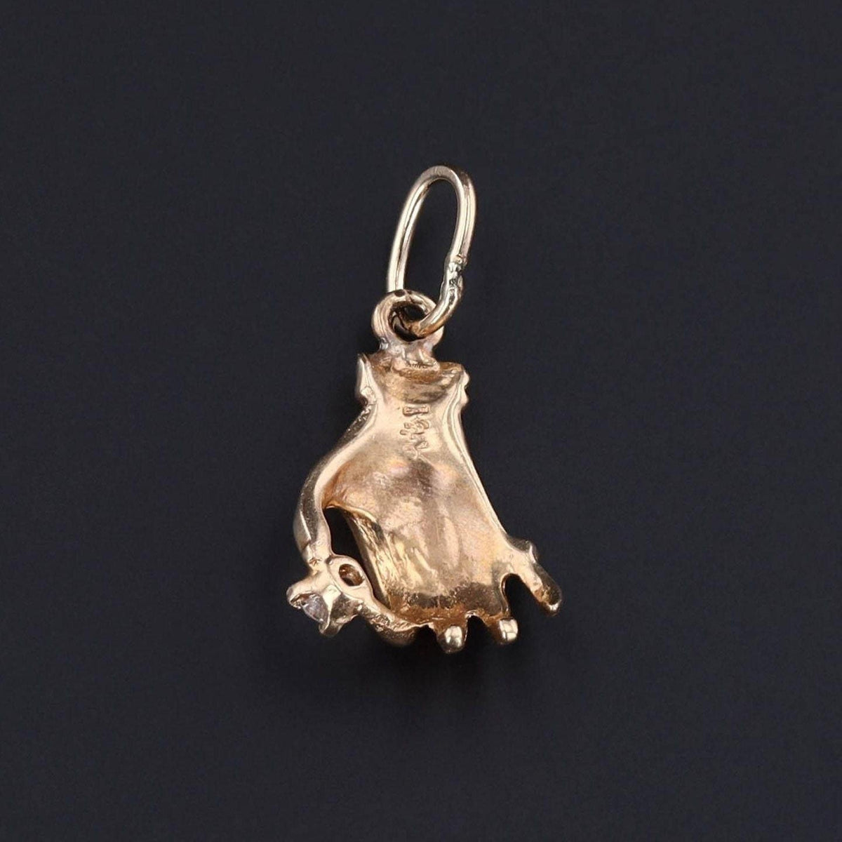 14k Gold Hand Charm | Diamond Hand Pendant - Trademark Antiques
