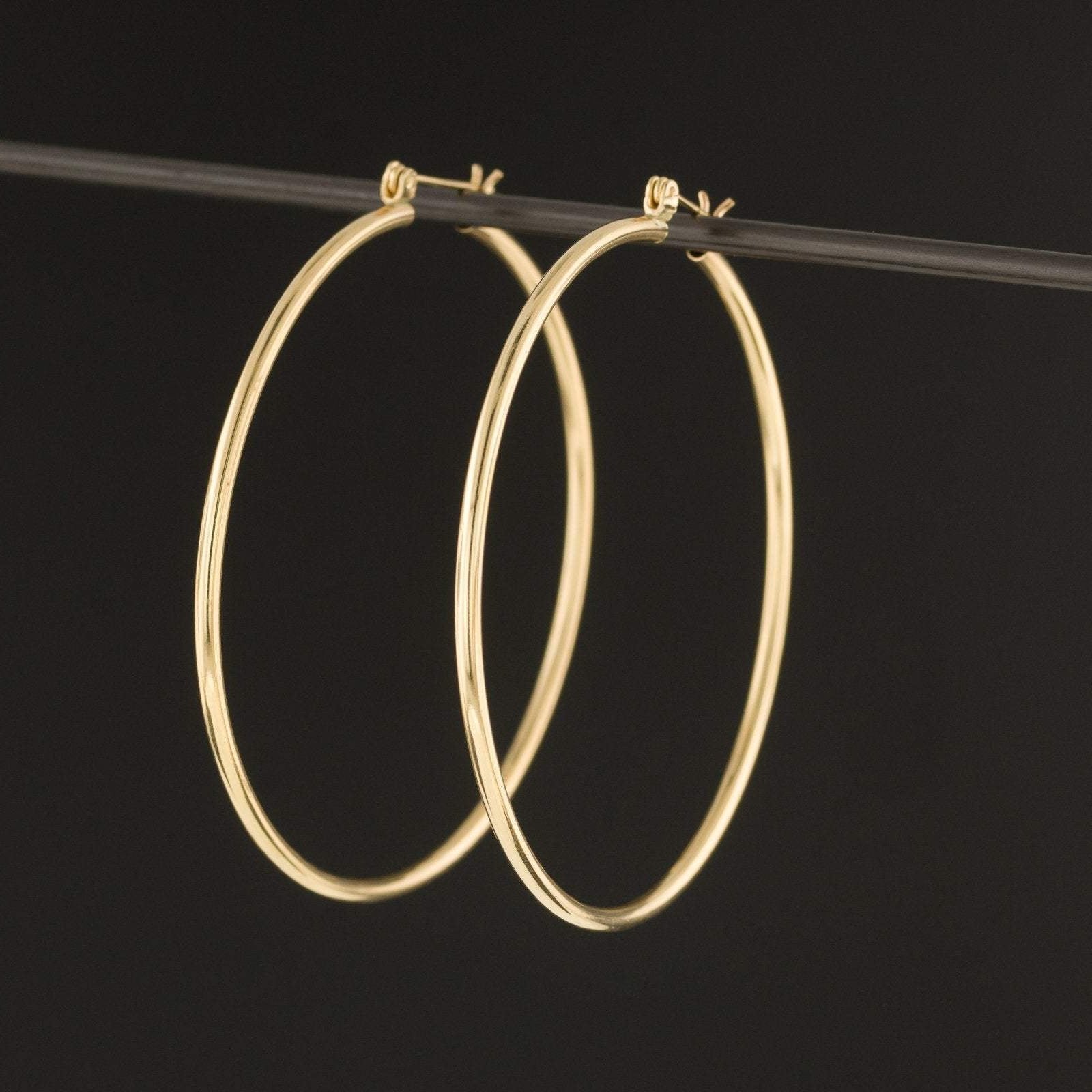 14k Gold Hoop Earrings | Vintage Gold Earrings - Trademark Antiques