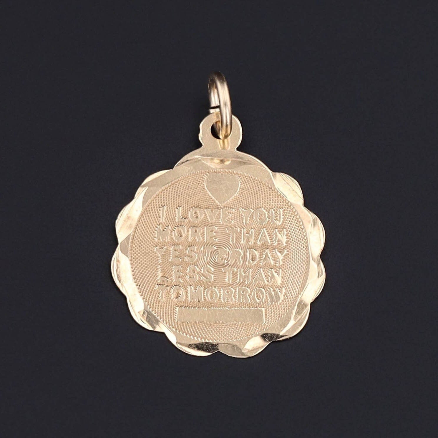 14k Gold 'I Love You More Than Yesterday Less Than Tomorrow' Charm | 14k Gold Vintage Charm - Trademark Antiques