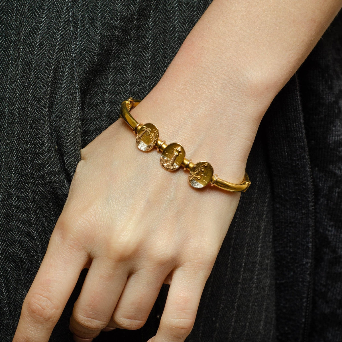 14k Gold Lighthouse Bracelet | Antique Gold Bangle Bracelet - Trademark Antiques