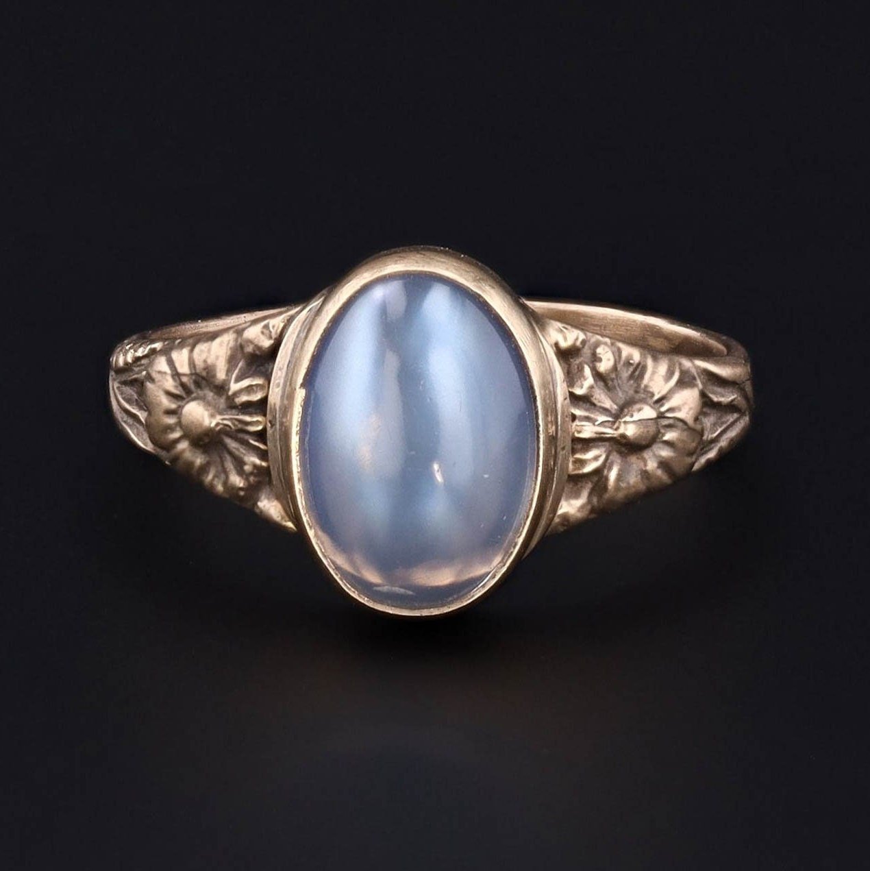 14k Gold & Moonstone Ring | Moonstone Ring - Trademark Antiques
