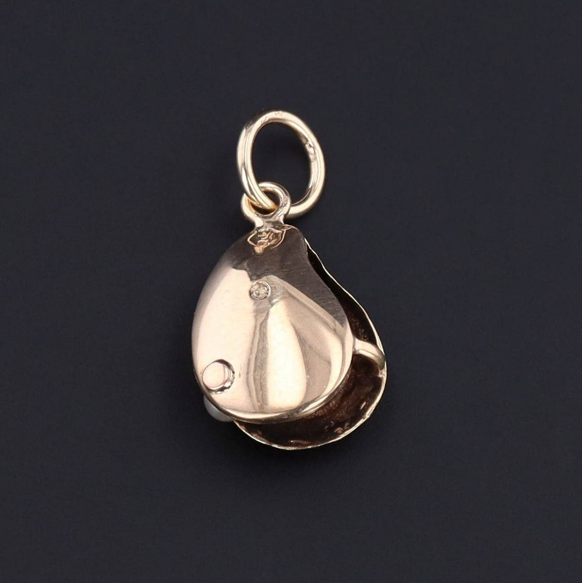 14k Gold Oyster Charm | Antique Oyster Charm - Trademark Antiques