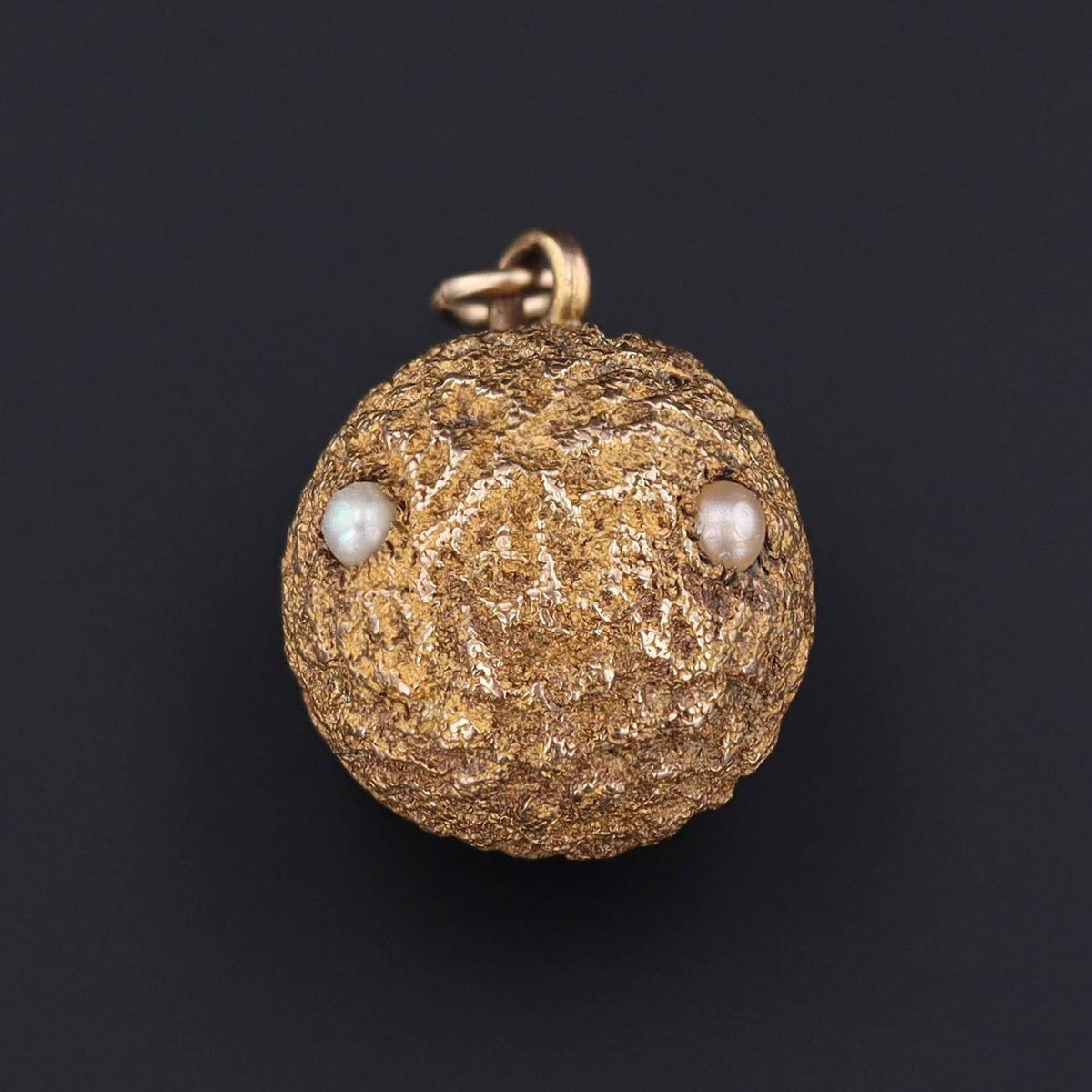 14k Gold &amp; Pearl Orb Pendant | Antique Hat Pin Conversion - Trademark Antiques