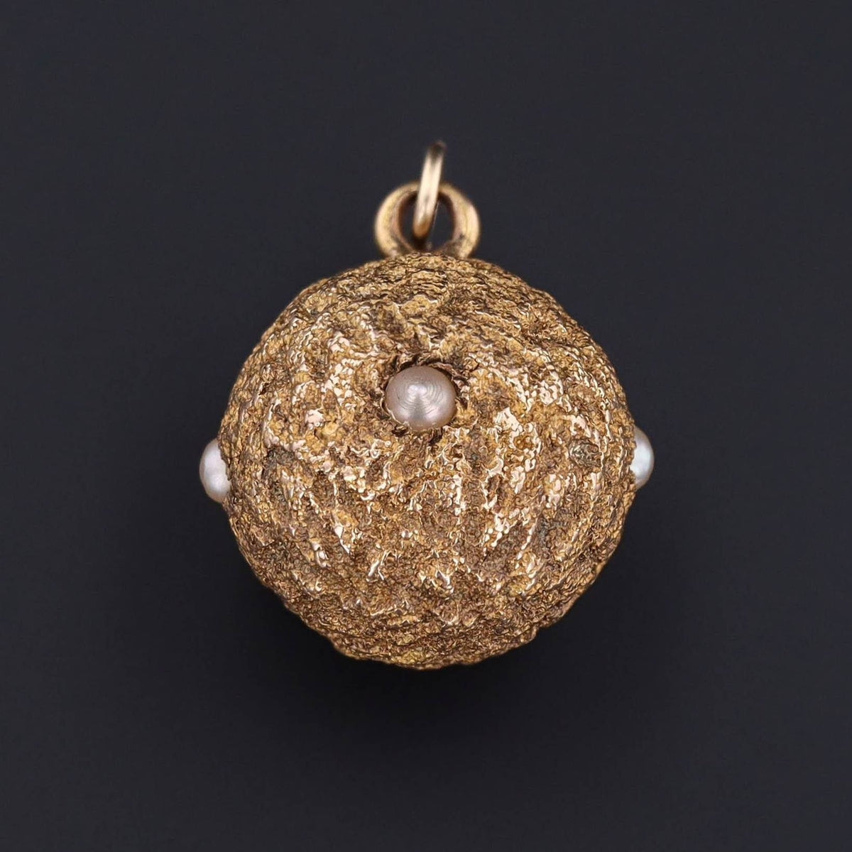 14k Gold &amp; Pearl Orb Pendant | Antique Hat Pin Conversion - Trademark Antiques