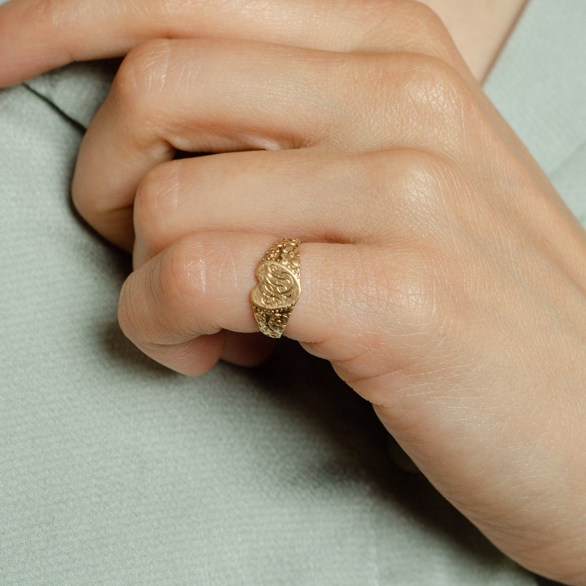 14k Gold Pinky Ring | Antique Child&#39;s Ring - Trademark Antiques