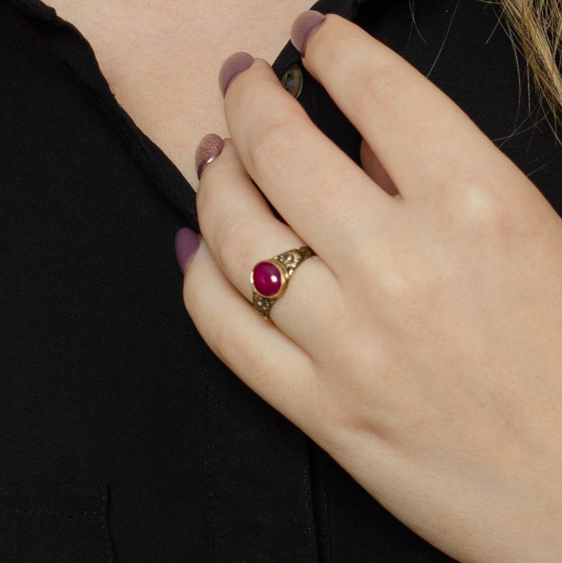 14k Gold &amp; Ruby Ring | Ruby Ring - Trademark Antiques