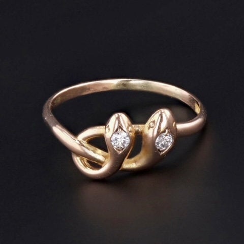 14k Gold Snake Ring | Antique Snake Ring - Trademark Antiques