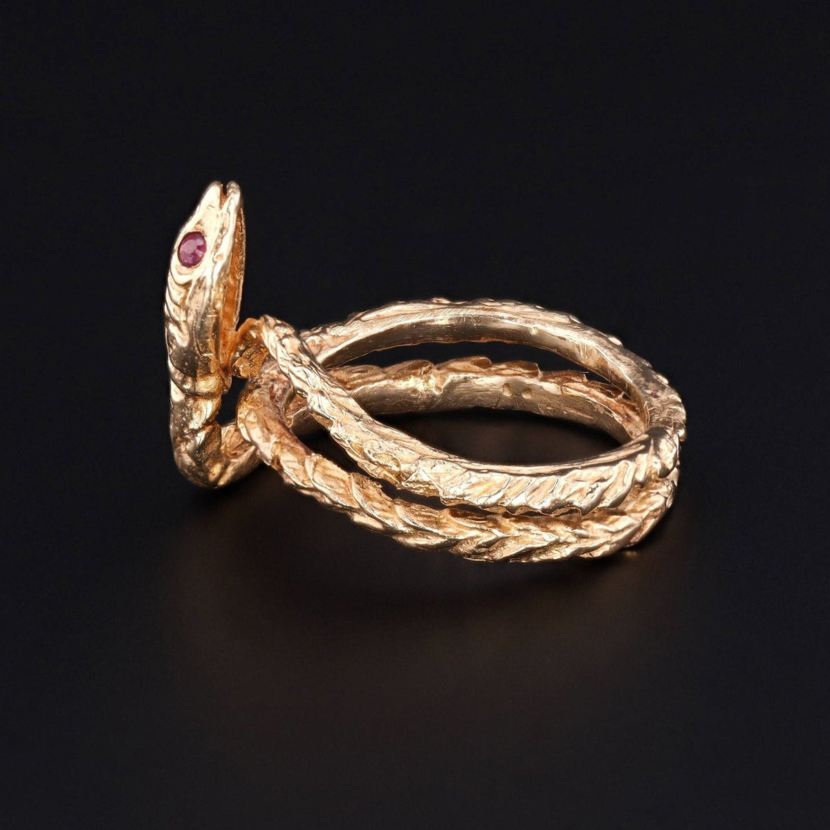 14k Gold Snake Ring | Vintage 14k Gold Snake Ring - Trademark Antiques
