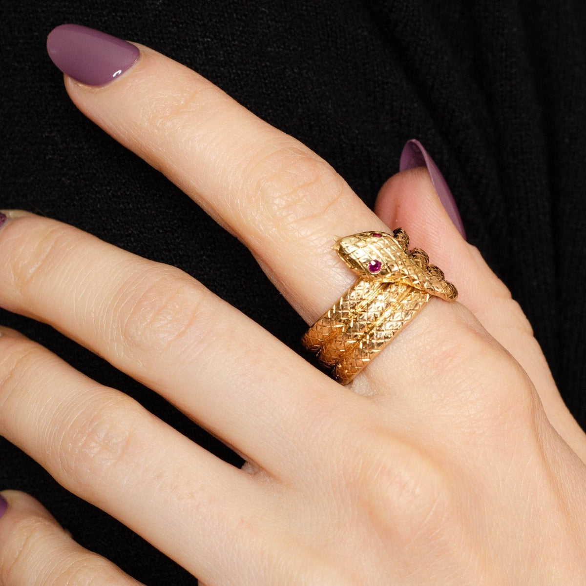 14k Gold Snake Ring | Vintage 14k Gold Snake Ring - Trademark Antiques