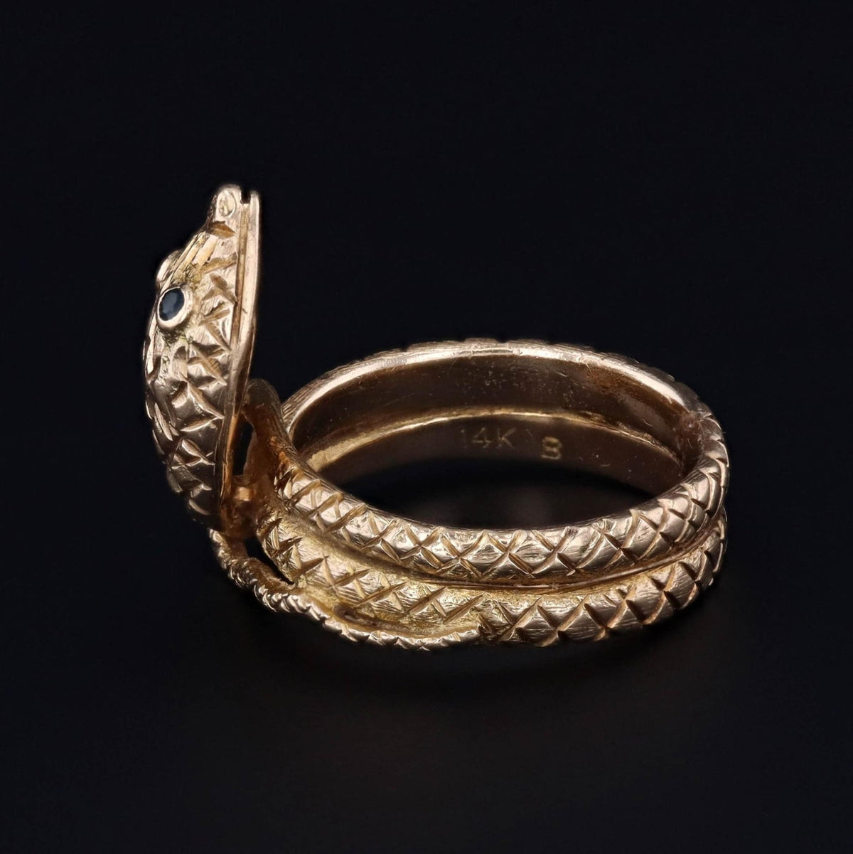14k Gold Snake Ring | Vintage 14k Gold Snake Ring - Trademark Antiques