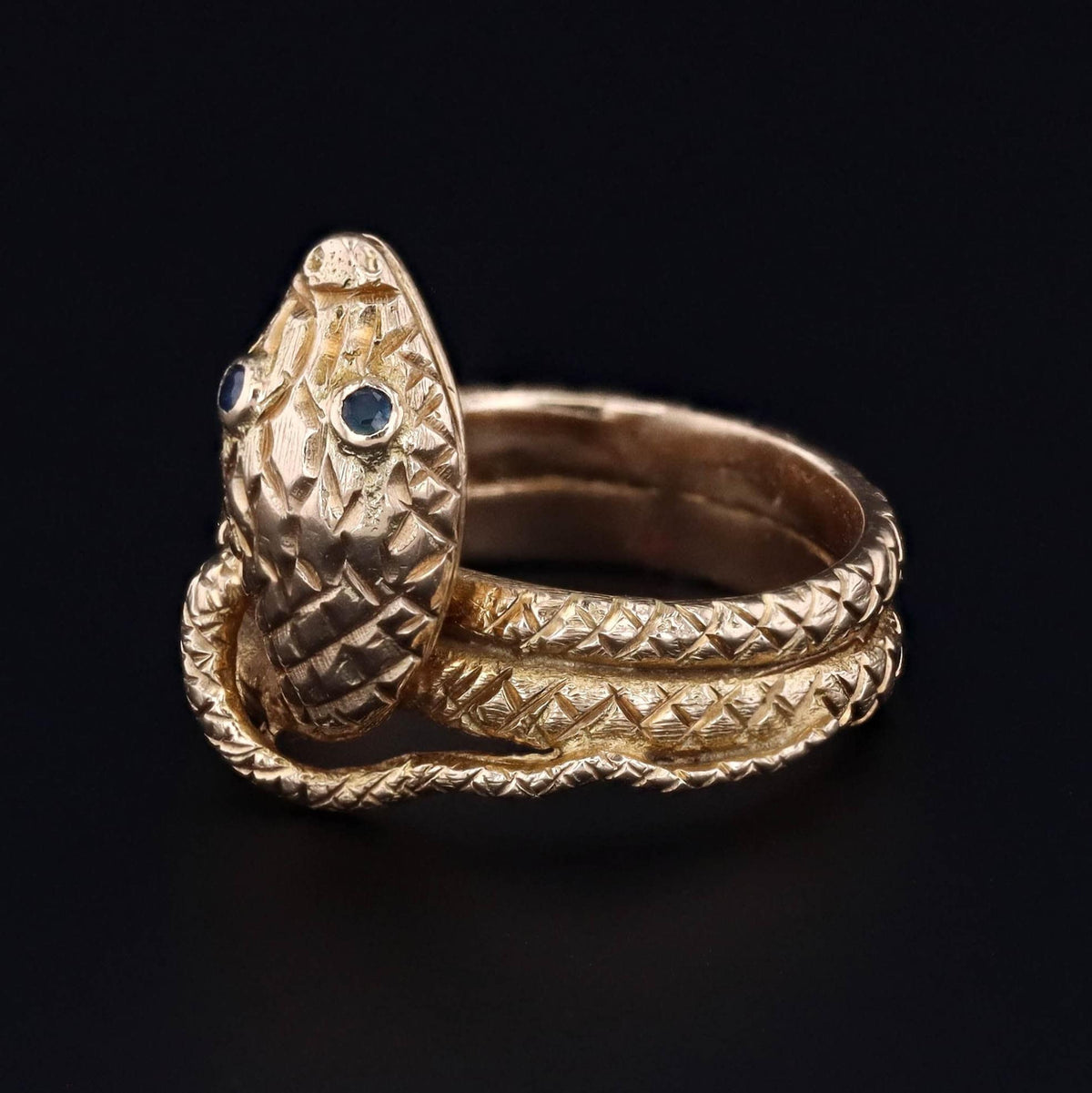 14k Gold Snake Ring | Vintage 14k Gold Snake Ring - Trademark Antiques