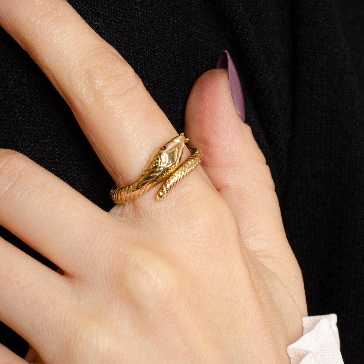 14k Gold Snake Ring | Vintage 14k Gold Snake Ring - Trademark Antiques