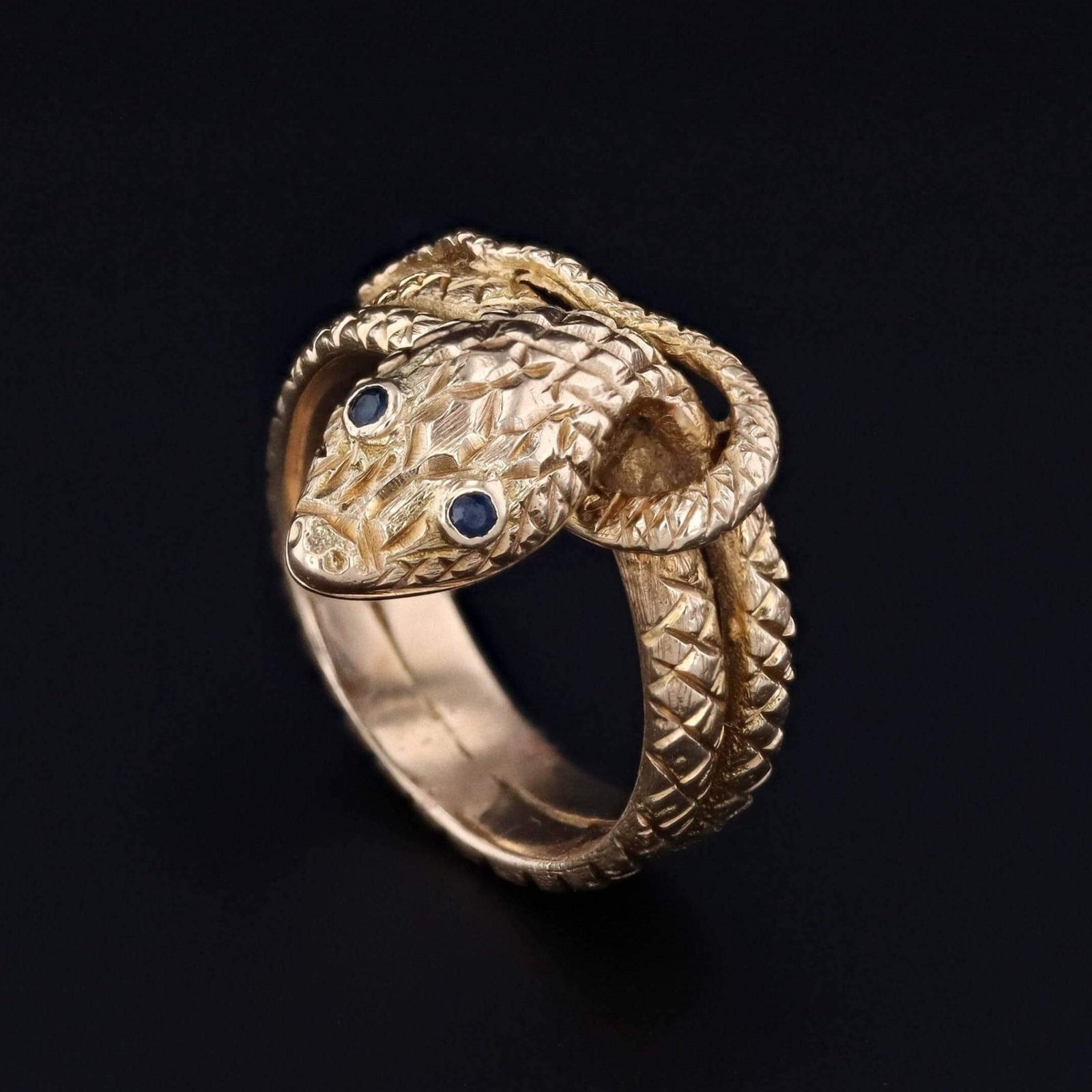 14k Gold Snake Ring | Vintage 14k Gold Snake Ring - Trademark Antiques